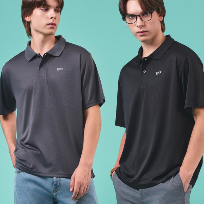 [EXR] 25SS 올라운드 남성 메쉬 카라 티셔츠 1+1 그레이+블랙
