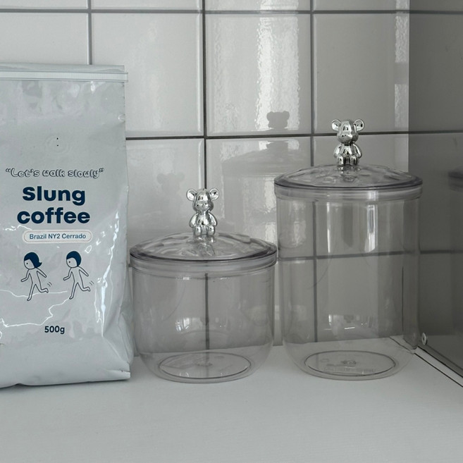 에이프런 다용도 곰돌이 식품 캡슐 밀폐 보관용기 보관함, 1개