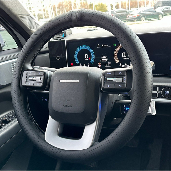 SCAVO 블랙나파&그레이 이태리천연가죽 자동차 특허 핸들커버 차량용, 블랙 나파 +셀레나이트 그레이