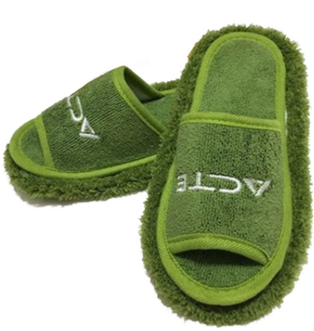 (주)에이스샵 남여공용 프리사이즈( 260 ~ 280mm) 청소슬리퍼 1세트 극세사 거실화 실내화, 그린, 1개