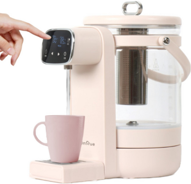 자동출수형 내열강화 유리 전기 티포트 보온포트 티메이커 약탕기 분유포트, 퓨어화이트