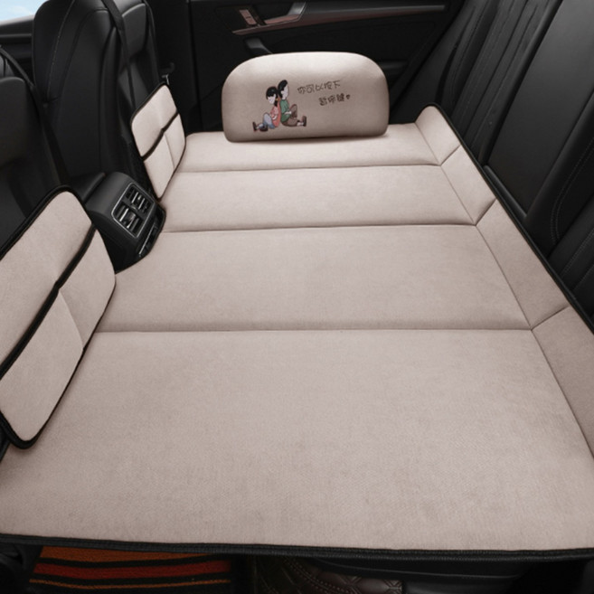 vsyoy 차량용 뒷좌석 침대 차박매트 확장 매트리스 차박시트 접이식 캠핑 여행용 침대, 베이지