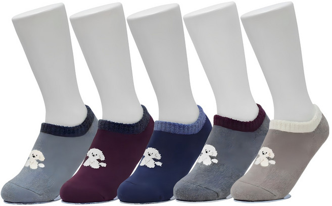 아놀드파마 겨울용 미끄럼방지 여자보온 통파일양말 덧신 5켤레 AP6821 보온양말 기모양말 두꺼운양말 방한양말