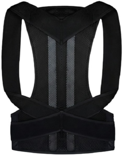 자세교정밴드 라운드숄더 말린어깨 허리교정기 어깨교정기, 1개, 검정