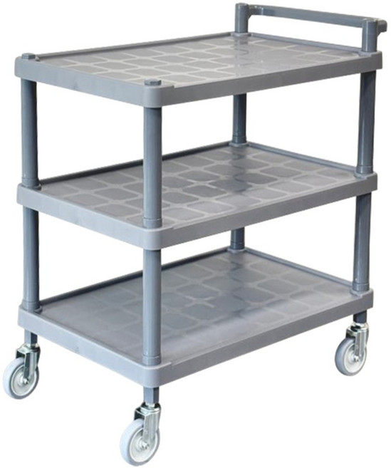 크린핏 3단 ABS 식당 서빙 카트 회색 (회색 바퀴), 1개
