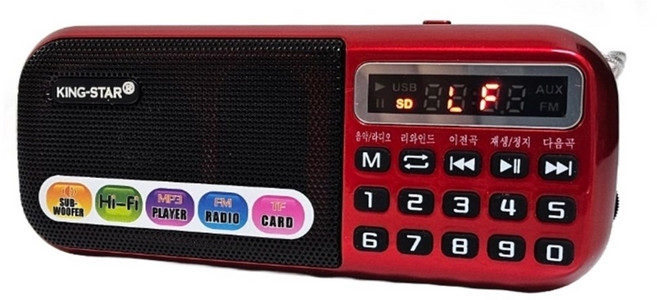 킹스타 효도라디오 B-898E 명품가왕 1000곡 포함 킹스타 전용 충전기 포함, 레드, B-898E+1000곡