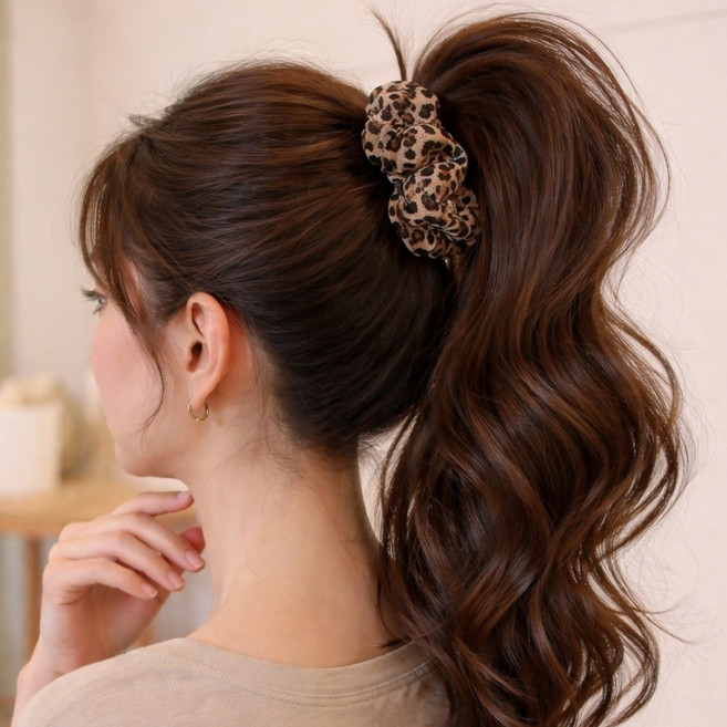 모디레 헤어 호피 레오파드 집게핀 스크런치 세트