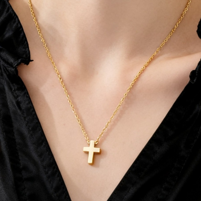 여성 티타늄스틸 18K 골드 도금 목걸이 알레르기 방지 탈색 방지 여성용 티타늄 스틸 목걸이 1P