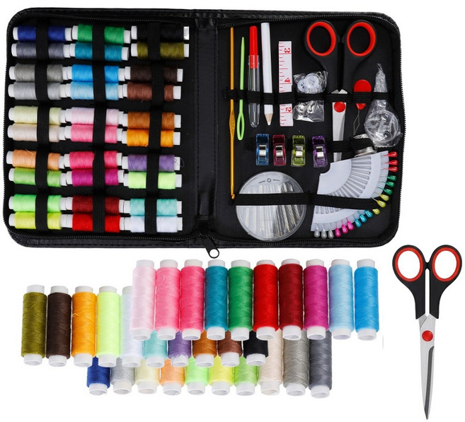 엘린벨 수선끝판왕 가정용 고급형 반짇고리세트, 블랙, 1세트