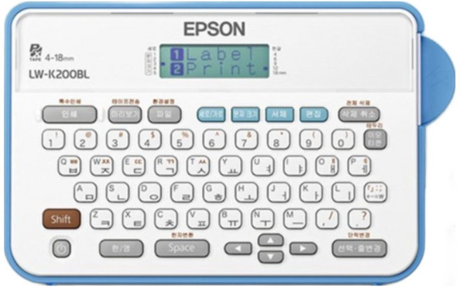 엡손 LW-K200BL 라벨프린터 12mm 라벨테이프 증정, 1개, LW-K200BL,사은품SS12KW(흰색용지검정글자)