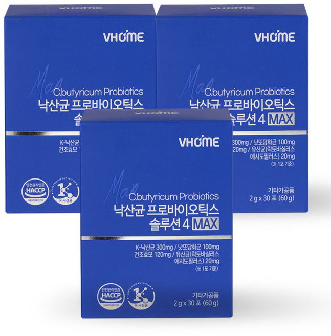 비타민하우스 낙산균 프로바이오틱스 솔루션4 MAX, 60g, 3박스
