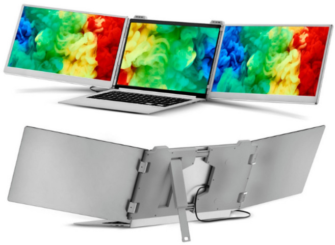 miraeonni 14인치 15.6인치 휴대용 3중 4중 모니터 트리플 쿼드 주식용 듀얼 확장 디스플레이 고화질, 15.6인치 트리플 모니터