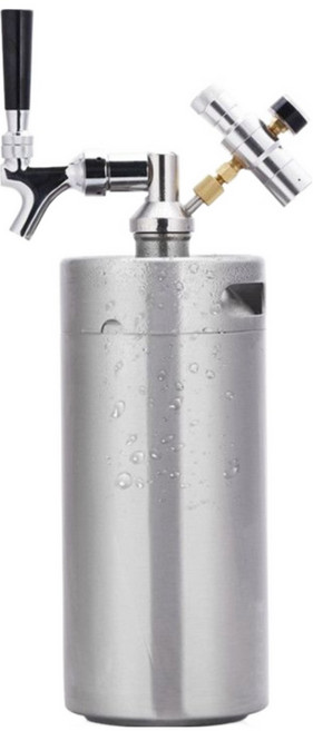 스틸케그 가정용 생맥주기계 디스펜서 거품기 스테인리스 맥주 통, 2 L유럽 규격 세트(조정 가능한 수도꼭지)