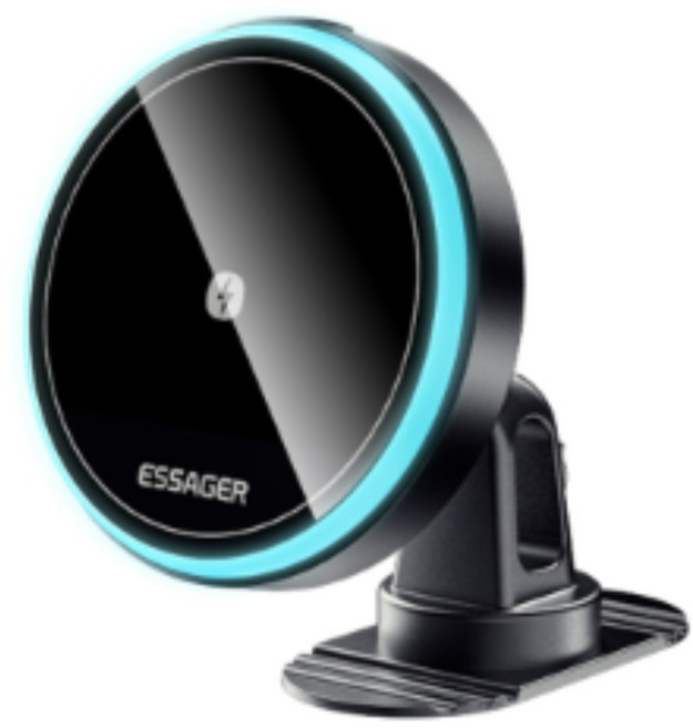 Essager 마그네틱 차량용 충전기 LED 라이트 맥세이프 15w 고속 무선충전+송풍구형 거치대, 송풍구형+흡착형