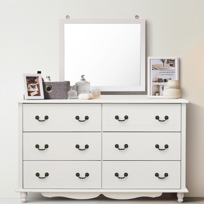 동서가구 올리브 1200 3단 와이드서랍장+거울세트 DF630222, 화이트