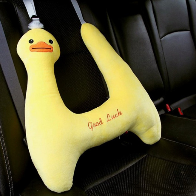 안나네 유아 차량용 안전벨트 보호쿠션 인형베개 목받침 흔들림방지 수면쿠션, 1개, 옐로우