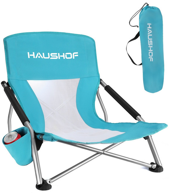 HAUSHOF 캠핑 접이식 의자 아웃도어 비치 체어 블루, HH21066VK  low back, 1개
