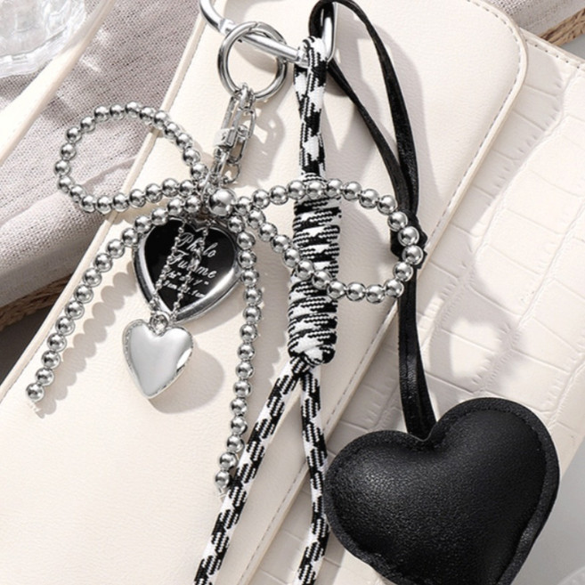 미로제로 하트키링 리본 가방걸이 열쇠고리 장식