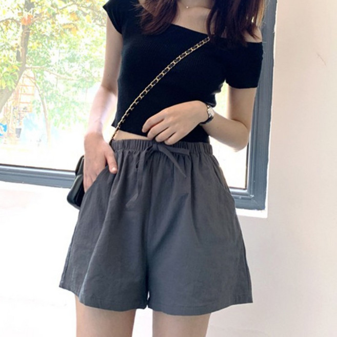 韓版棉麻寬鬆休閒短褲 女裝