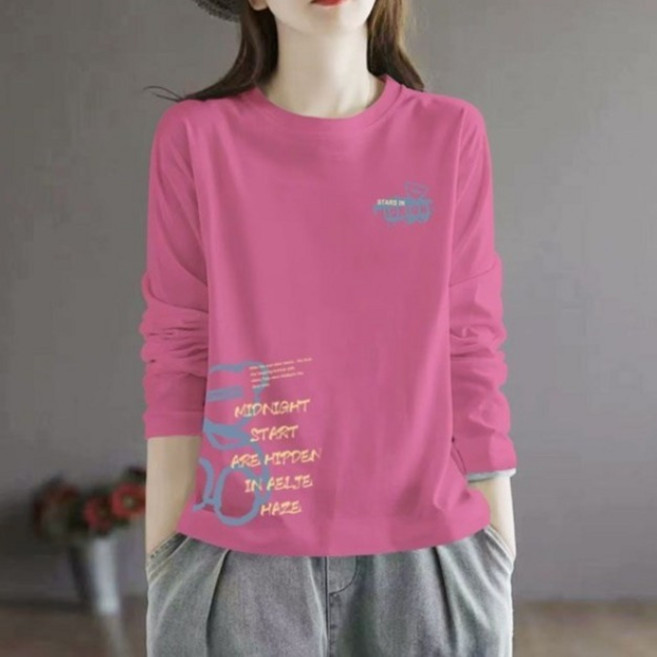 보그핏 위린상의 / 여성 심플 자모 긴팔 라운드넥 티셔츠