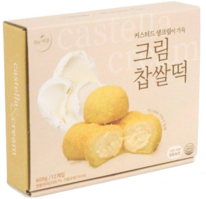더바른떡 크림 찹쌀떡 600g 쫄깃 달콤 간편한끼, 12개, 50g