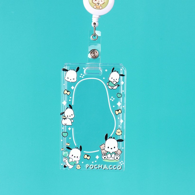 산리오 캐릭터 클리어 포카홀더 사원증 카드 목걸이 릴홀더 스트랩