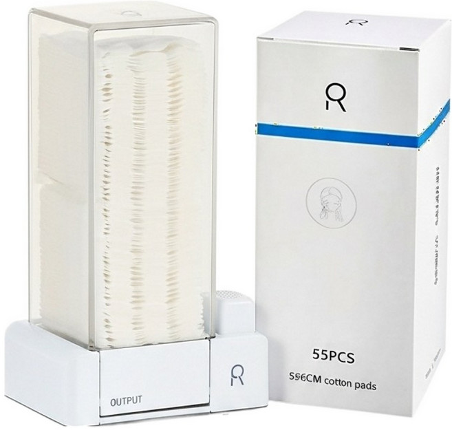 [화장솜증정/한정수량] 에코퓨어엠 한 장씩 나오는 원터치 화장솜 디스펜서 위생 보관함, 1개, 화이트