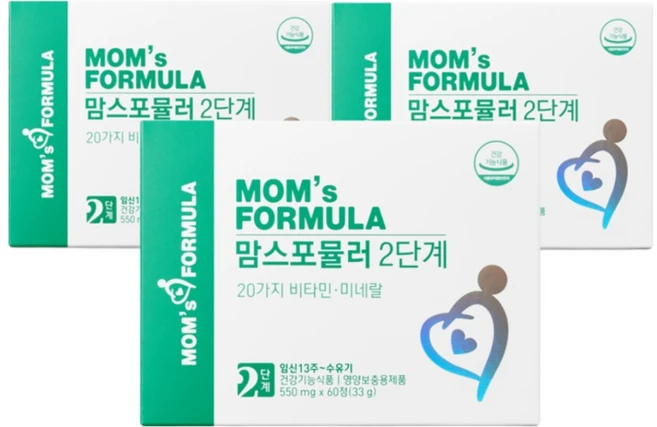 맘스포뮬러 2단계 임산부 수유부 산후 출산후 종합 비타민 철분제 모유수유, 3개, 60정 - 쿠팡