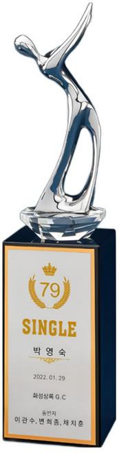 상패팡팡 홀인원패 싱글패 이글패 골프트로피 003 골드 골프모션 금속 골프스윙모습 이븐파 언더파 골프대회 주문제작 신제품 트로피공장 트로피제작