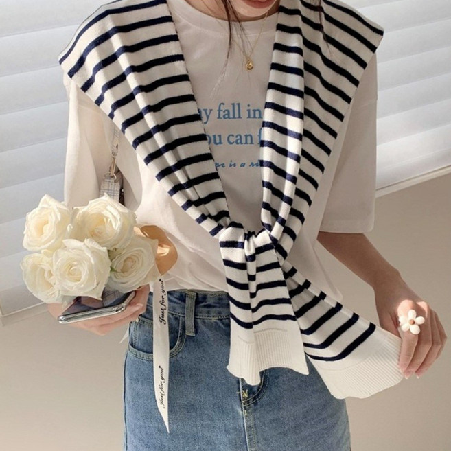 잇템 레이어드 어깨숄 케이프 가디건 여성 니트 숄 머플러 어깨 망토