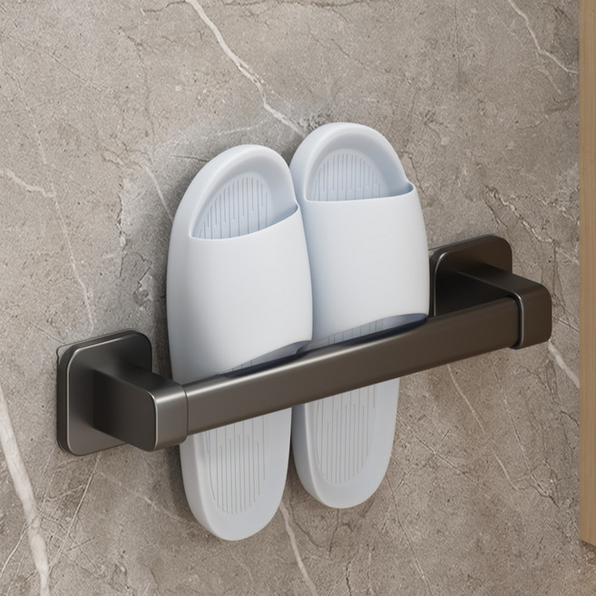 트렌디고 무타공 인테리어 슬리퍼 거치대 탄소강, 딥블랙, 1개