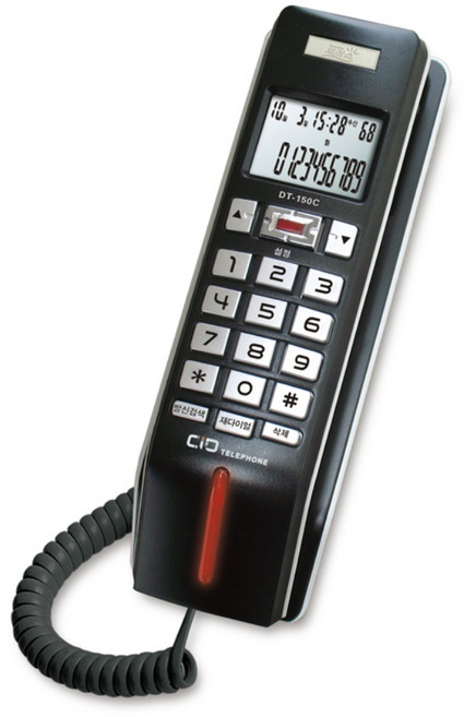 코러스 벽걸이 발신자 표시 유선 전화기 블랙, DT-150C