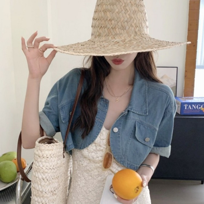 메이킹유 반팔 여름자켓 청자켓 크롭 아우터 6598리오나데님자켓