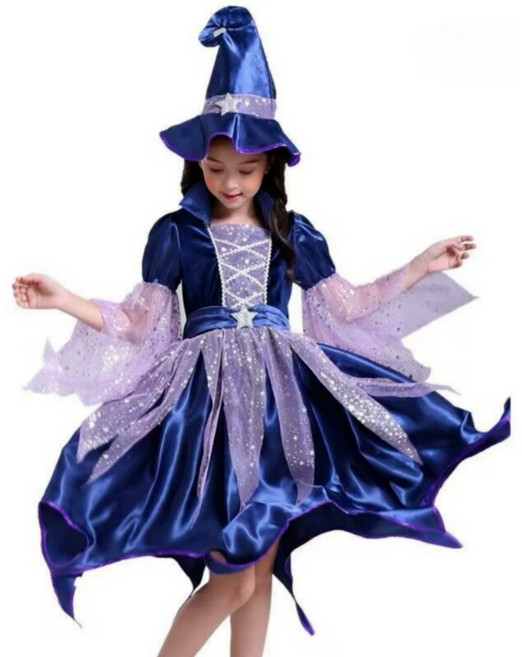 하와즈 [3종세트증정] 할러윈 마녀 코스튬 모자+요술봉+캔디가방세트