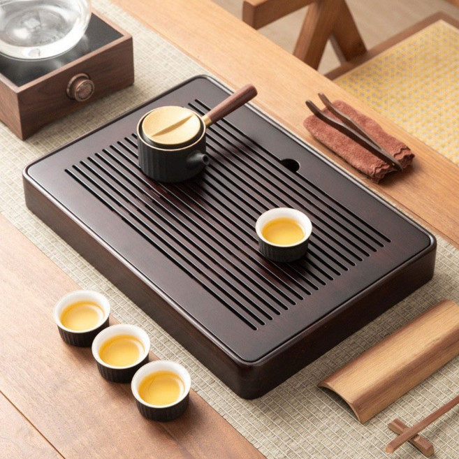 고급 티트레이 차트레이 스프라이트 배수 받침대 다반 다기 대나무 쟁반, 1개, 대나무A