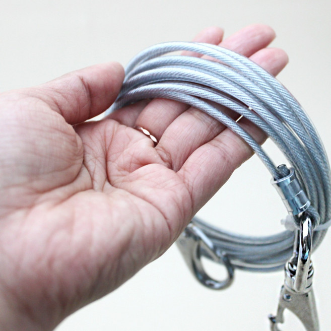 강아지 와이어 리드줄, 3M, 1.투명 코팅 와이어, 3mm(소형), 1개