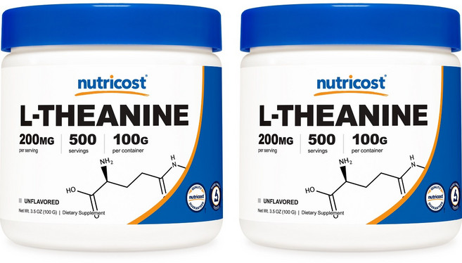 뉴트리코스트 L-테아닌 파우더 200mg 500회분 무맛 2개, 100g