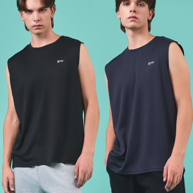 [EXR] 25SS 올라운드 남성 논 슬리브 민소매 티셔츠 1+1 블랙+네이비
