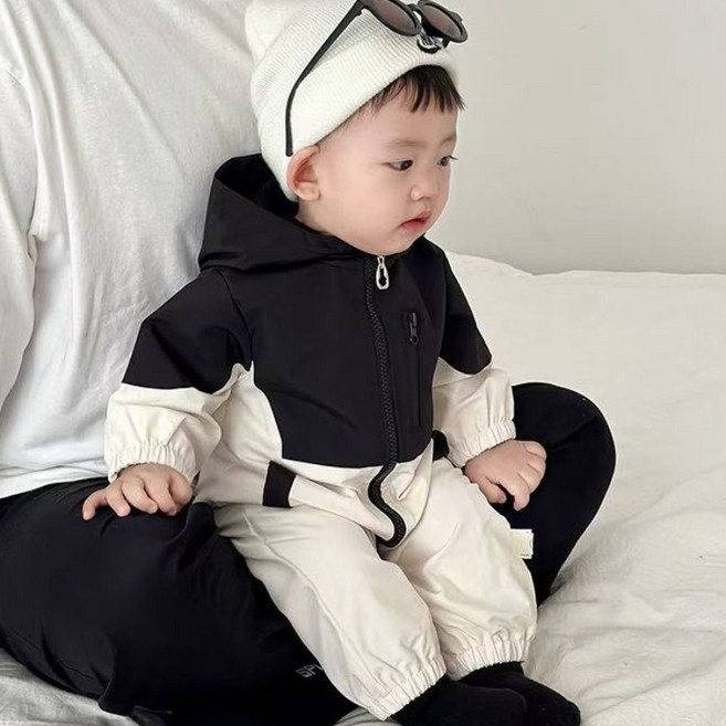 유아 아기옷 봄 가을 외출복 바람막이 후드 점프수트