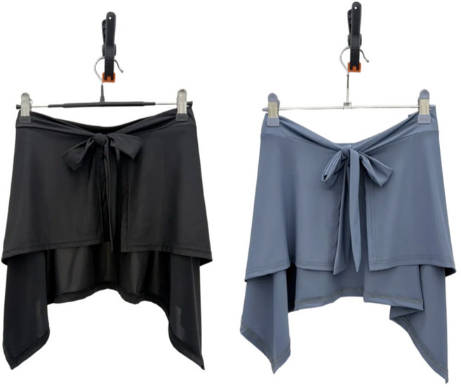 요가 운동 레깅스 힙커버 랩 스커트1+1, 블랙+블루