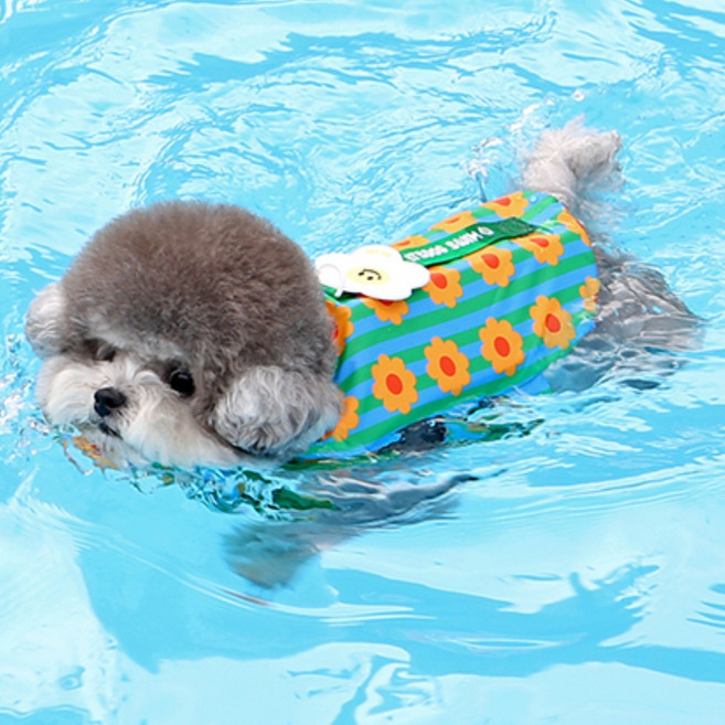 이츠독 반려동물 아이스 팝핑 구명조끼, 빈티지플라워, 1개