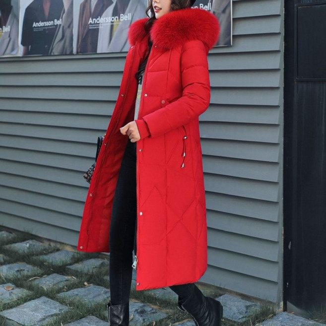 잇츠스타일 롱후드 코트 중년 다운 패딩 아우터 어머니 롱패딩