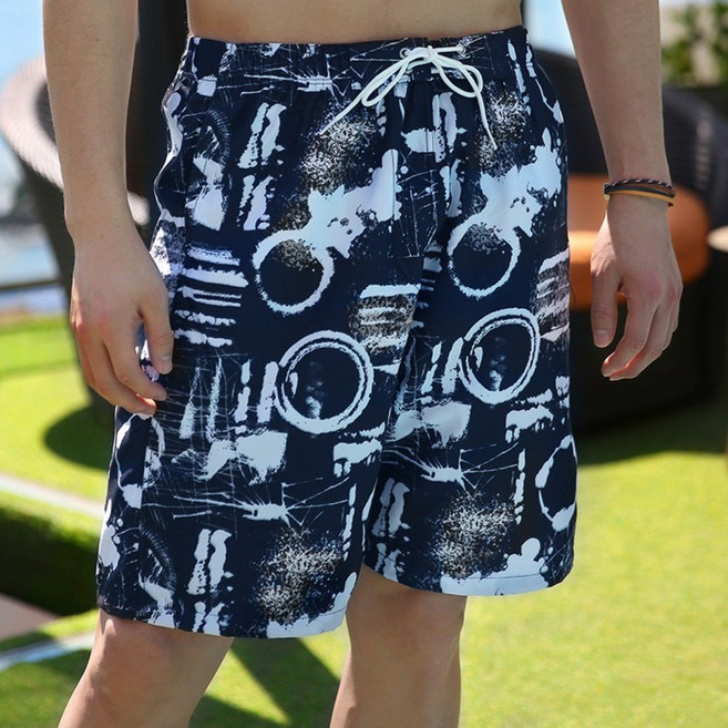 M-5XL 빅사이즈 남성 스윔 팬츠 비치 반바지 보드숏 래쉬가드 하의 큰사이즈 허리 36-44까지, 네이비