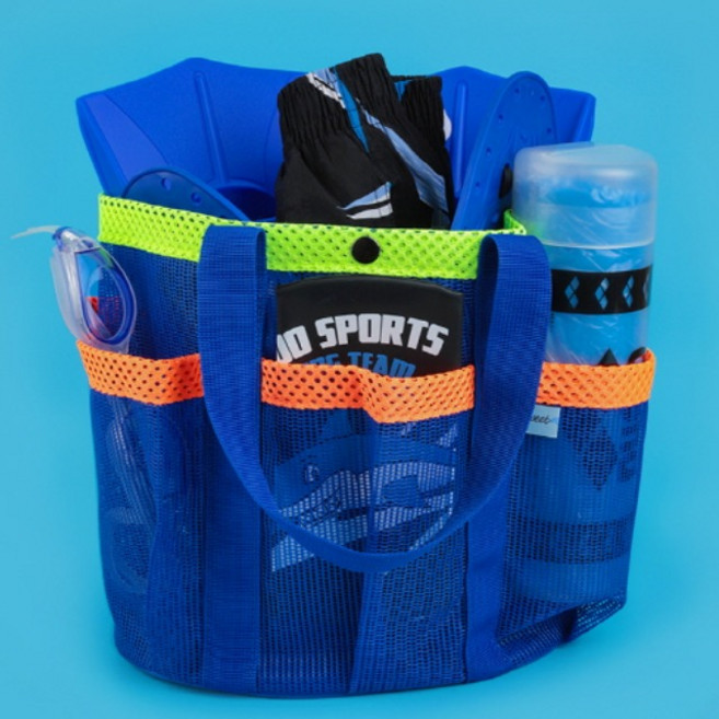 다용도 망사 목욕 복주머니 가방 28color, 블루-콤비