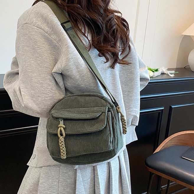 타타레오 코듀로이 동글 크로스백 숄더백 무지 미니 핸드백 데일리백 가방 4컬러 TRO-9A