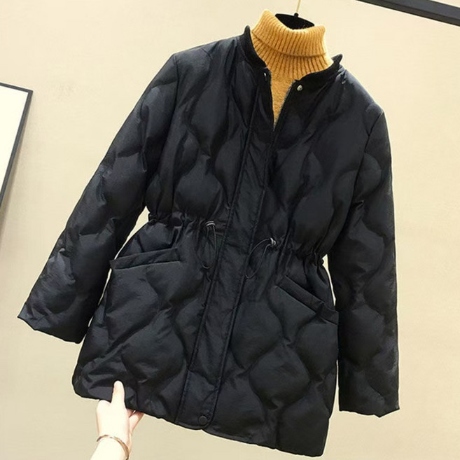 패션고리 여성 라운드넥 허리라인 퀄팅 누빔 패딩 점퍼 H148