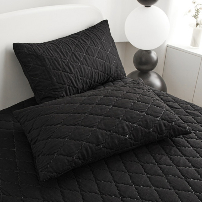 단색 고밀도 항균 퀼팅 베개 커버 2피스