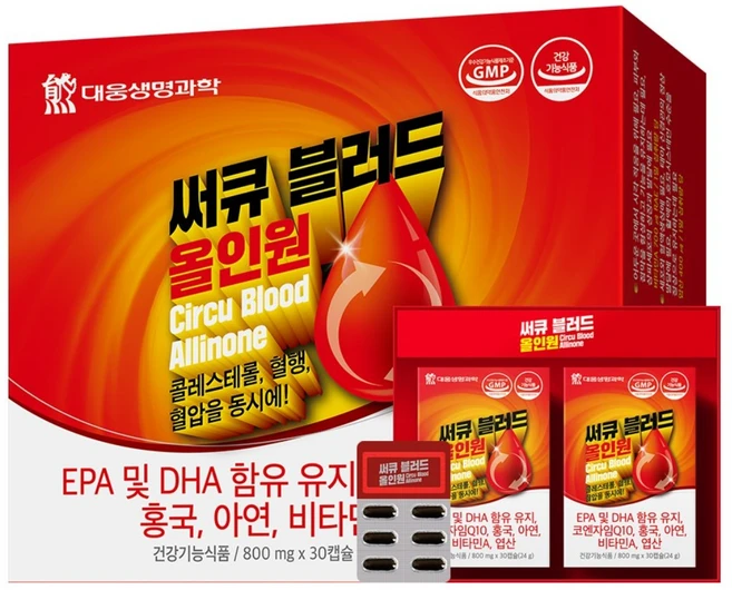 대웅생명과학 써큐블러드 올인원 코큐텐오메가3 콜레스테롤 혈행 혈압개선, 1개, 60정 - 쿠팡