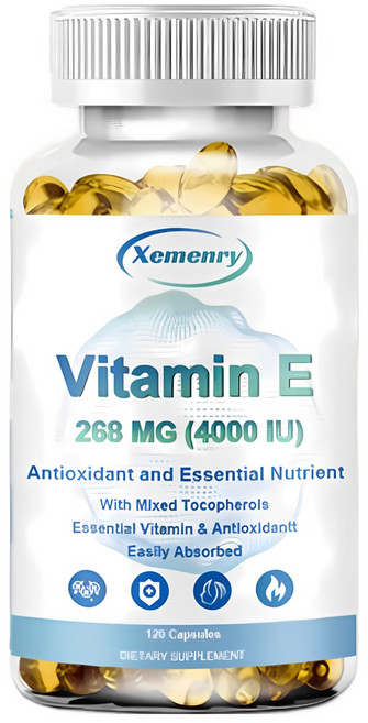 비타민 E 4000IU 268mg 캡슐 - 피부 건강 노화 방지 항산화 효과 지원, 1개, 120정