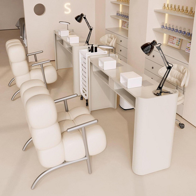 네일 아트 테이블 세트 네일샵 시술대 가구 인테리어용 디자인 의자 포함 뷰티샵 작업대 활용도 높은 실용적 구성, 1개, 200 네일 테이블+3마작 소파+3조절 의자